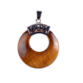 Oeil de tigre de naturel élégant Collier pendentif rond grande taille